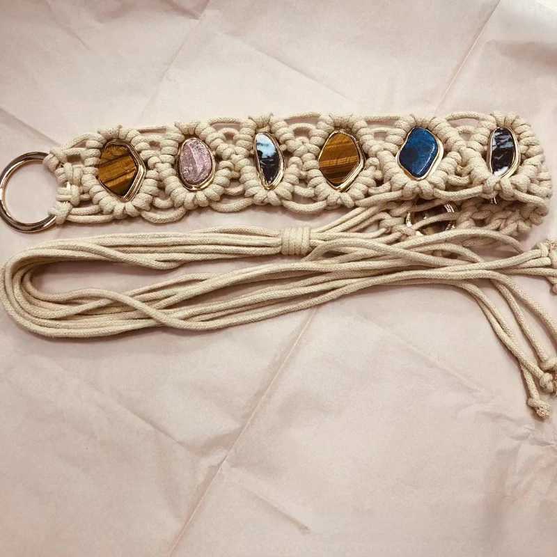 Weaving style woven tassel belt knot decoration waist chain Bohemian girl waist thin rope belt dress accessories X250410
