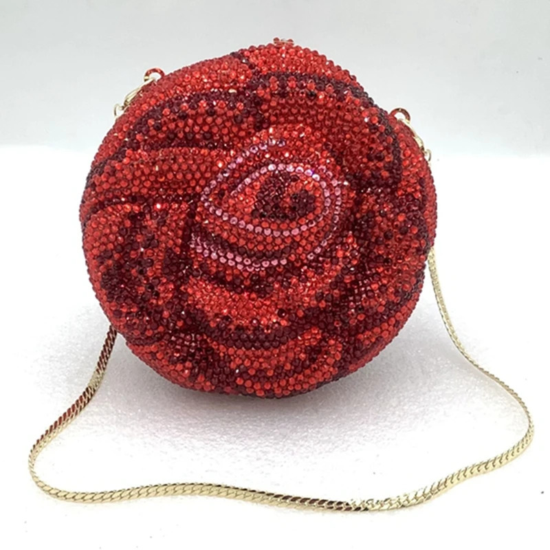 XIYUAN Lady Flower Diamonds Evening Clutch Purse Party Gems Handbag Wedding Rhinestones Handbags Minaudiere Bridal Floral Purses 250407