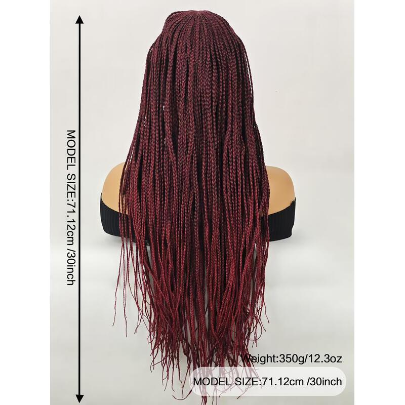 30 Inch Women Weaving Full Box Knotless Lightweight Braids Lace Front Black and Bury Handmade Weave Synthetic Wigs with Baby Hair ddmyfriend