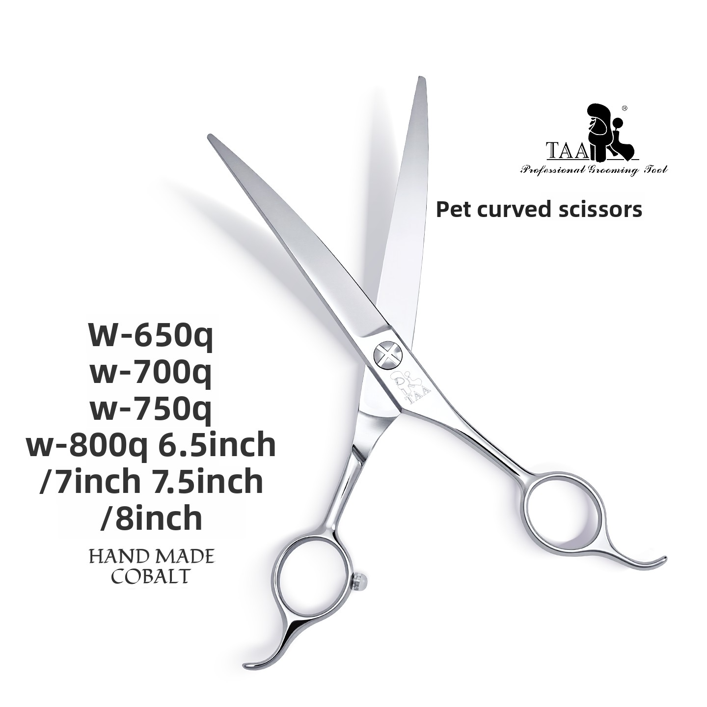 Professional Pet Curved Scissors, 6.5-8 Inch Handmade Cobalt Stainless Steel Dog Grooming Shears for Pet Grooming Salons & Home Use