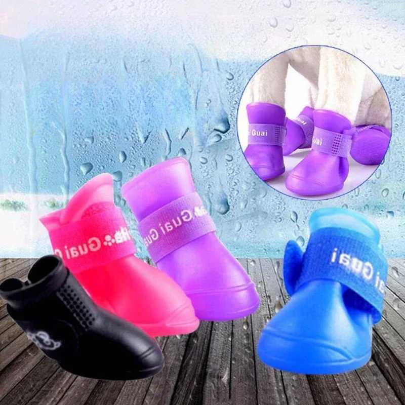 4 pieces/set pet dog rain boots rubber anti slip waterproof small pet dog cat S/M/L T2504010