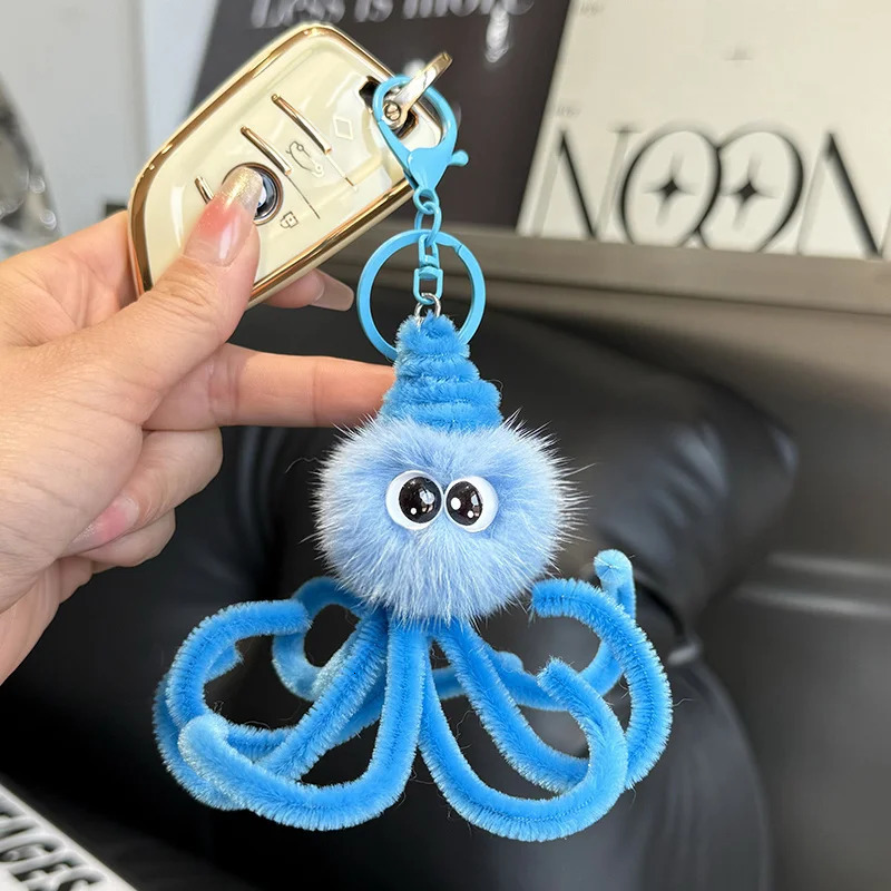 Cute mink octopus plush toy keychain stuffed animal doll Kawai keychain womens bag car plush keychain pendant girl gift 250409