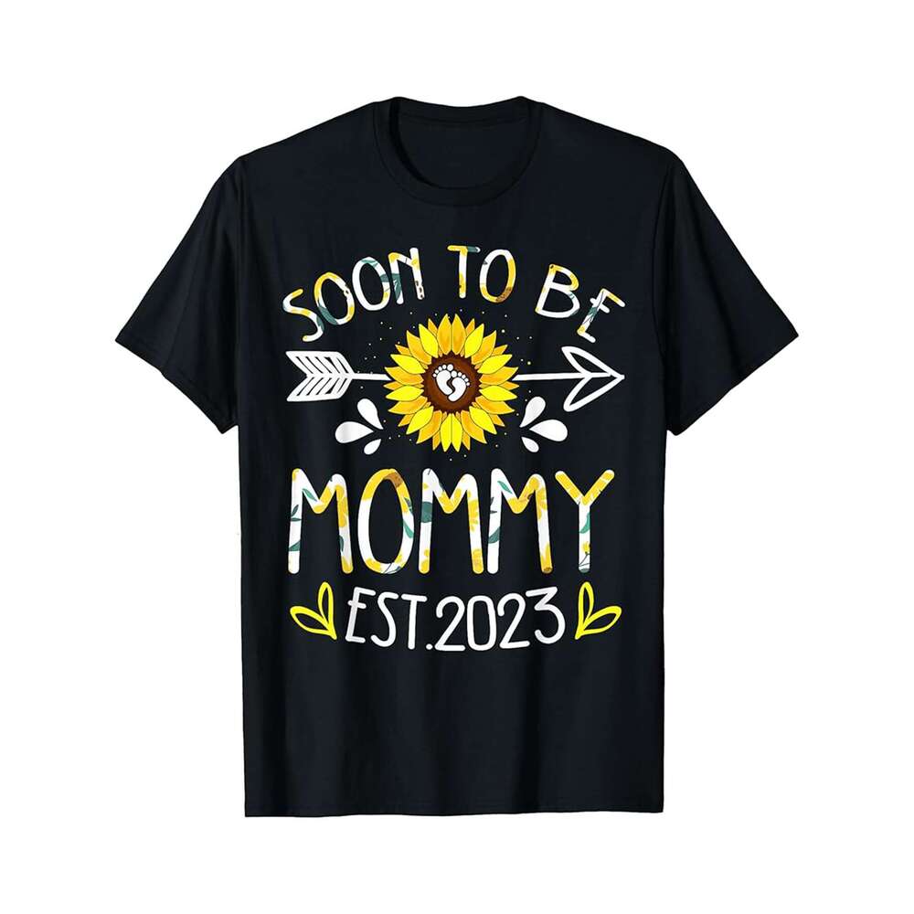 Designer T shirt Mommy Est. 2023 Sunflower Pregnancy Announcement Soon To Be - 220g T shits
