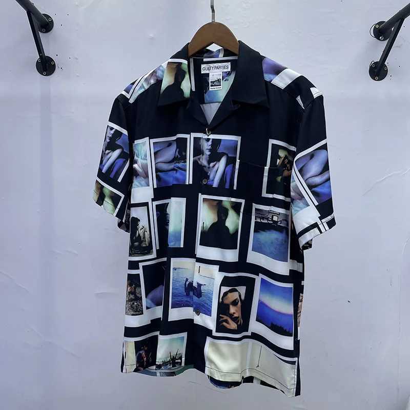 High Street retro Hawaiian style lapel top T-shirt casual WACKO MARIA shirt mens hip-hop summer short sleeved shirt X250410