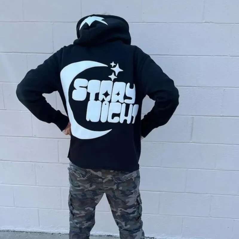 Gothic Men Star Letter Printed Hoodies Haruku High Street Hooded Sweatshirt Y2k Streetwear Hip Hop Pullover Loose Jacket Coats