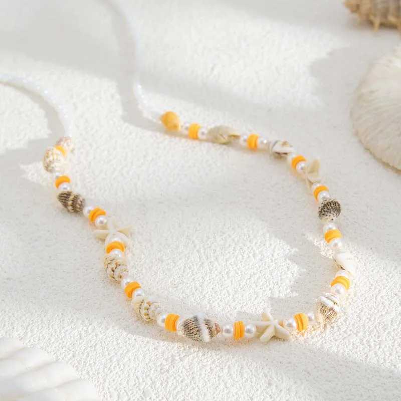 Fashionable pearl starfish conch tailcoat belt suitable for warm girls sexy acrylic R bead chain bikini beach jewelry accessories X250410