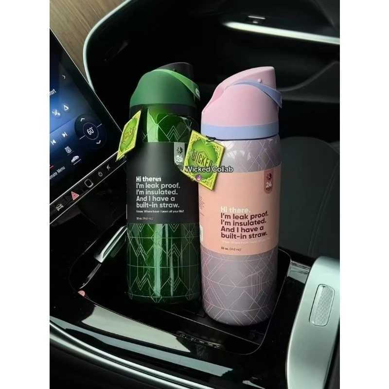 Fashionable cup 2-in-1 Flip Lid 32oz Stainless Steel Vacuum Insated Water Bottle Leakproof Travel g with Straw for Gym Hiking Y251110