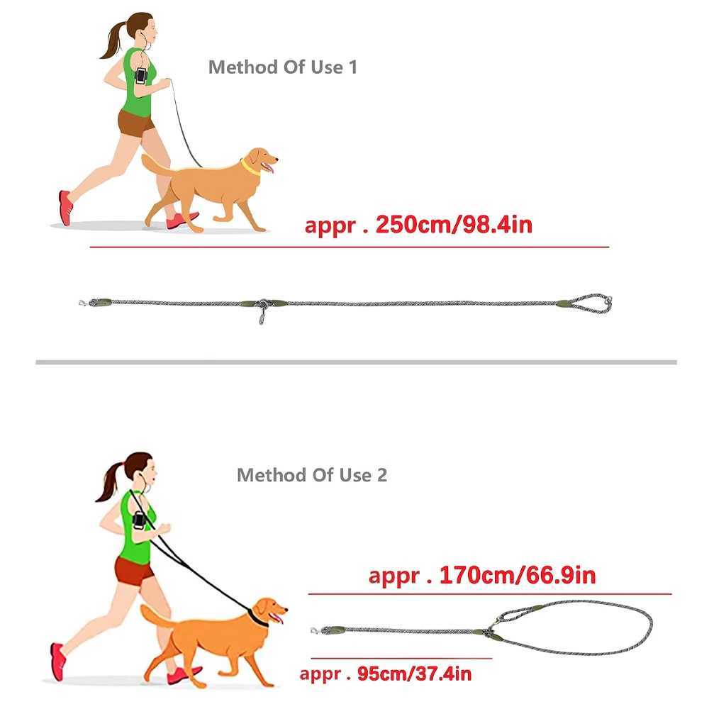 S/M/L Reflective Nylon Leashes Pet Dogs Chain Traction Rope Leads for Running Free Hands Rope Chain for Small Large Dogs Walking J251110