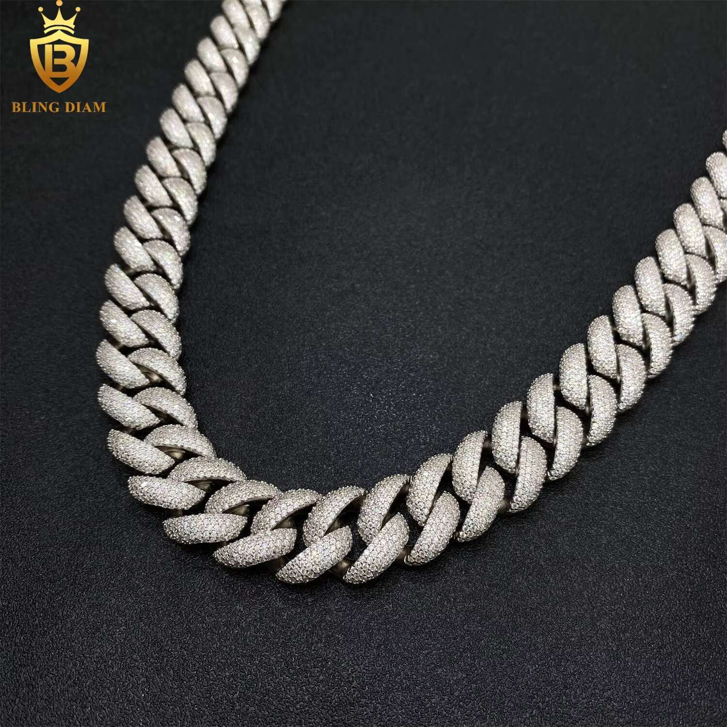 16mm 5 Rows Stones Miami Cuban Link Chain Pass Diamond Tester Hip Hop Jewelry 925 Sterling Silver Moissanite Custom