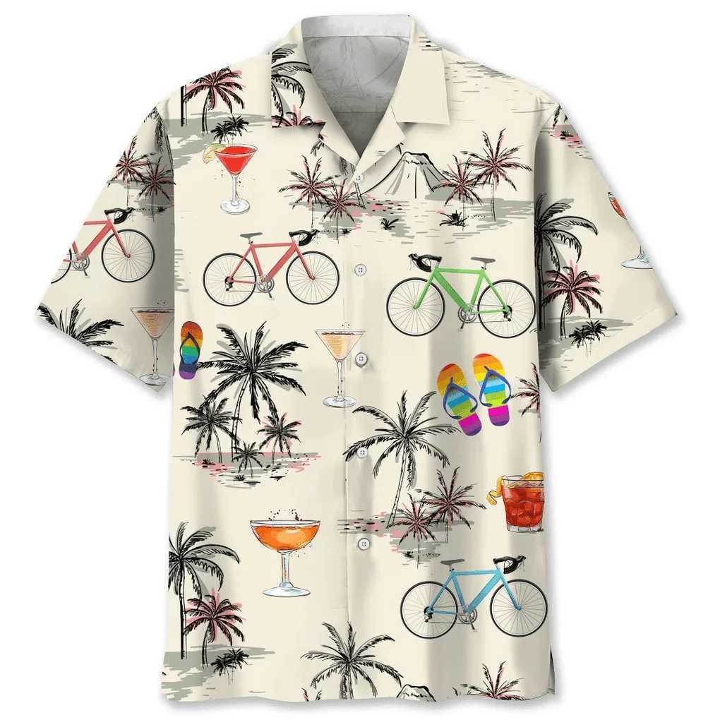 Hawaiian print sports mens short sleeved casual beach collar top 2024 new fashionable mens short sleeved shirt X250410