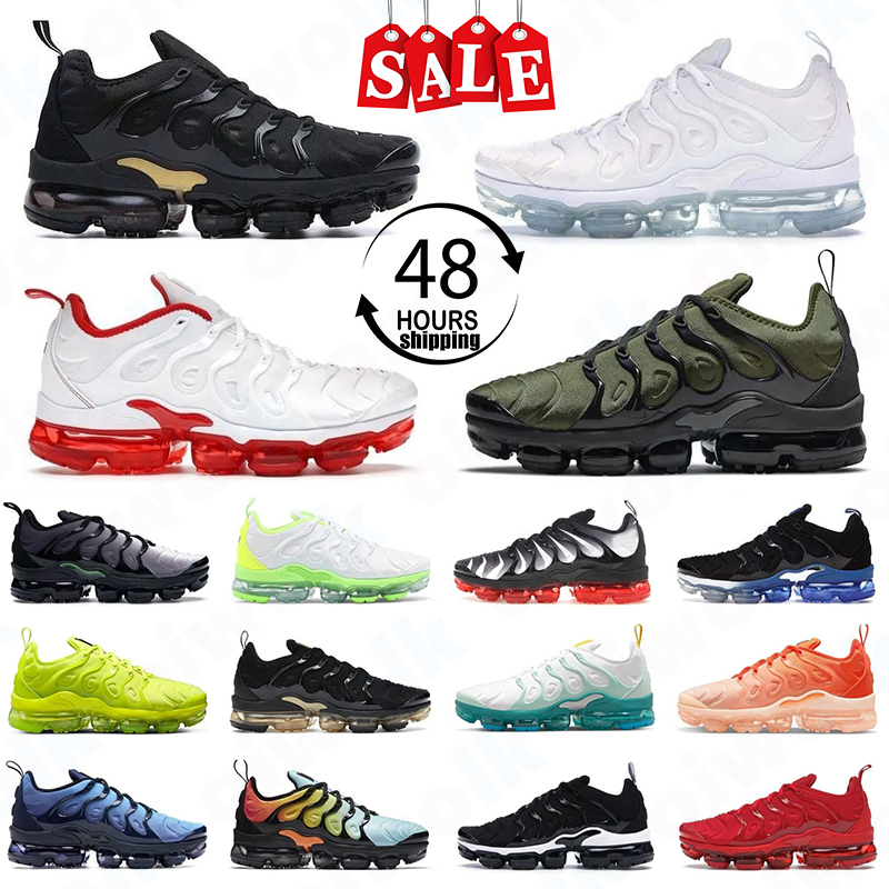 Designer tn Running Shoes Plus Mens Trainers Triple White Overbranding Black Black Volt Sole Citrus Mens Trainers Sneakers 40-45