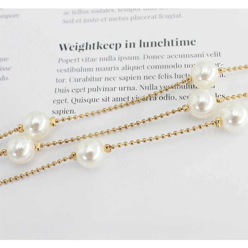 Mtilayer pearl thin long strap suitable for elegant gold metal body chain clothing decoration adjustable womens waist belt X250410