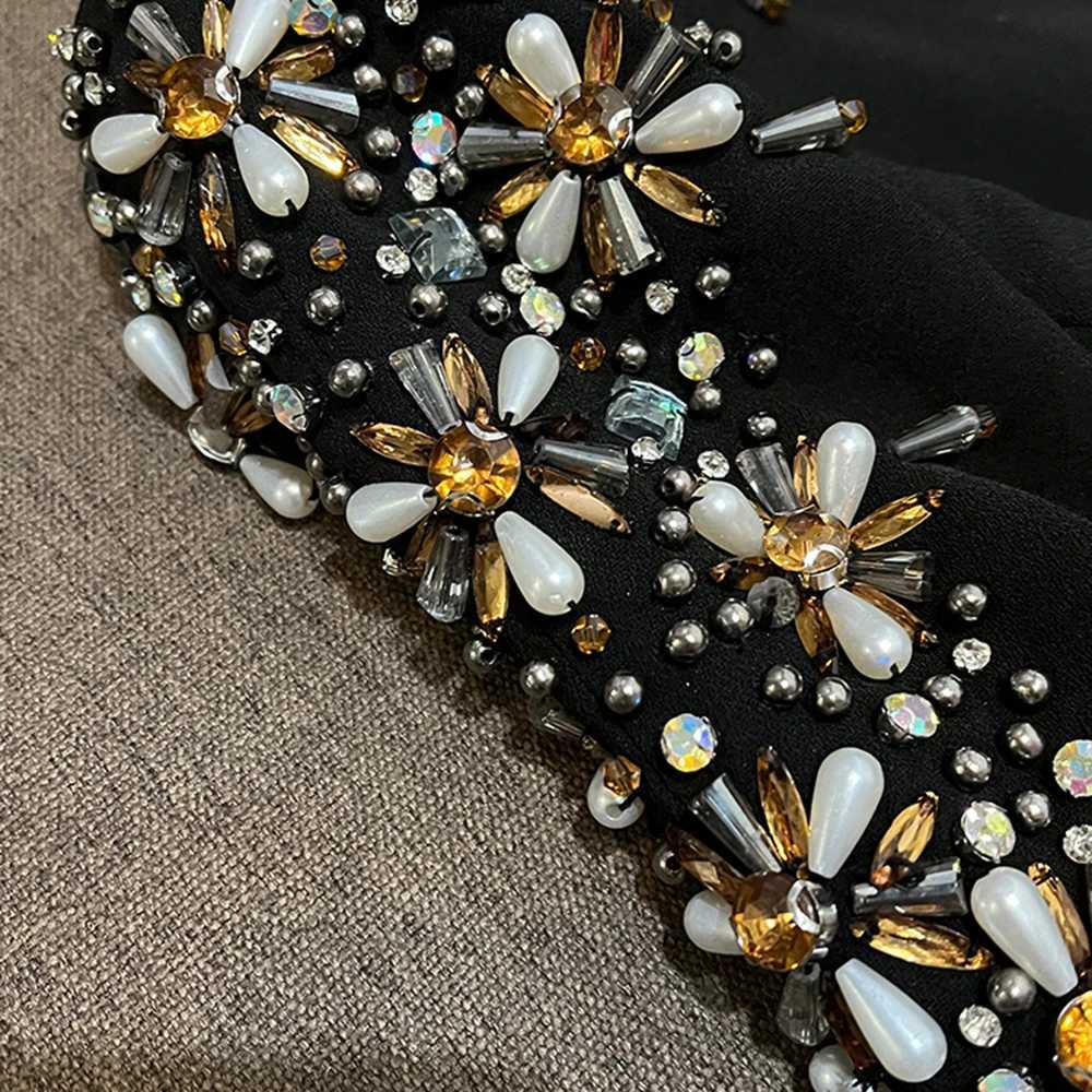 TWOTWINSTYLE Spliced Diamonds Solid Slim Fit Dresses For Women V Neck Long Sleeve High Waist Sexy Dress Female Fashion KDR532399 W251110