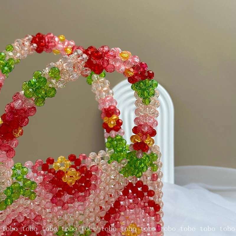 Pearl Beaded Bag With Wer Pattern Designer Brand Clear Acrylic Stone Box Tote Handbag Summer Fashion Handmade Party Purse
