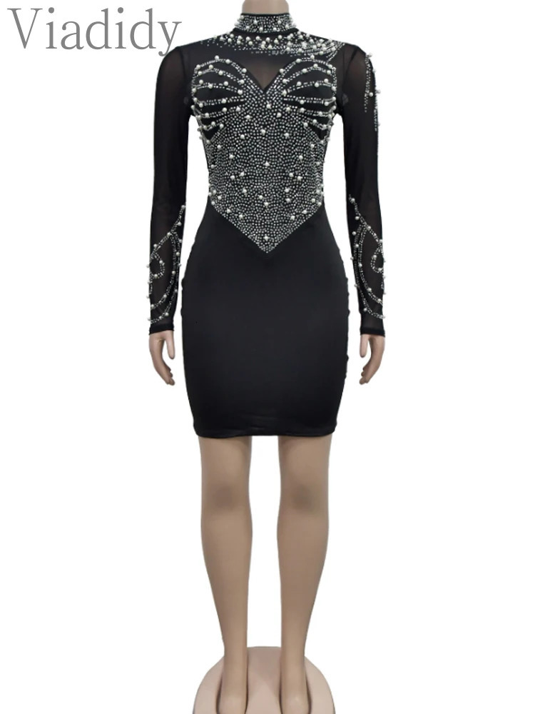 Womens sexy sparkling rhinestone mini dress 250403