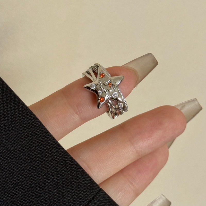 High-end Colorful Fashion Ring Rhinestone Starry Sky Open Designer Ring Ring For Women Unique Personality Fashion Trend Ring