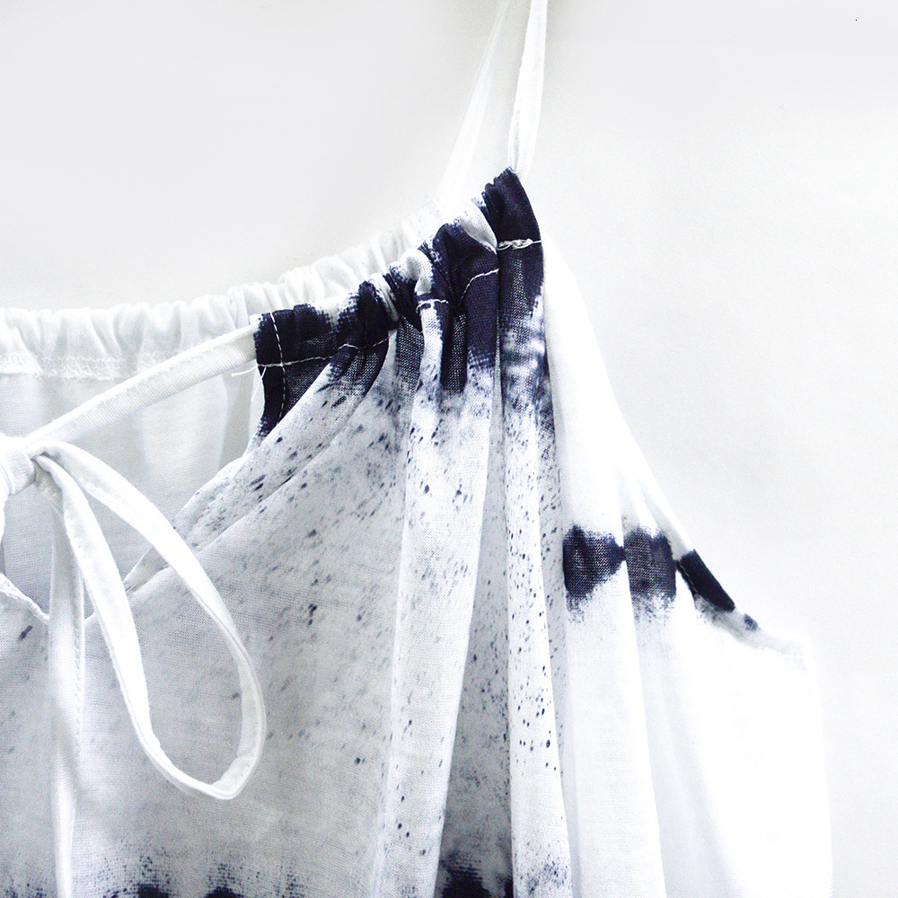 Spring summer 2025 new black and white stripe tie dyed Slip dress women's skirt