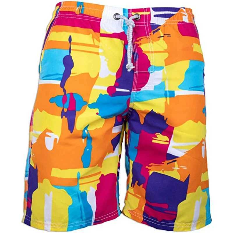 Colorful ethnic graphic beach shorts for men math 3D printed shorts Hawaiian surfing ice shorts quick drying swim trunksW250410