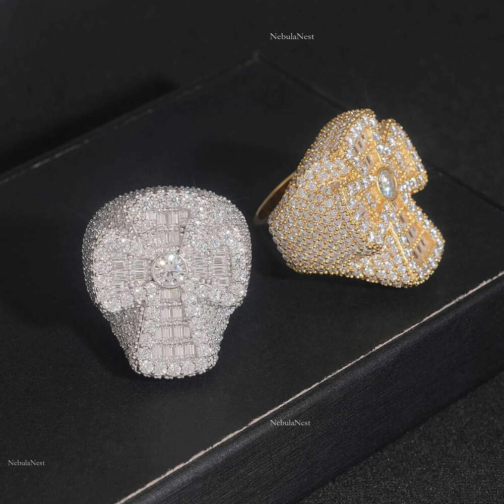 ZUANFA new personalized cross moissanite sier hip-hop mens ring