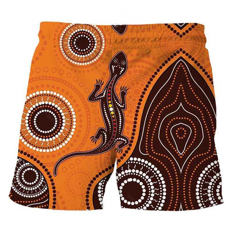 Indigenous turtle painting art beach shorts 3D printed mens surfboard pants swimsuit mainline childrens clothingW250410