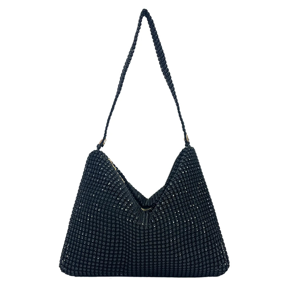 Glitter Shoulder Bag Handbag Elegant Women Lady Fashionable Shoulder Handbag Zipper Closure Large Capacity Everyday Shoulder Bag 251107