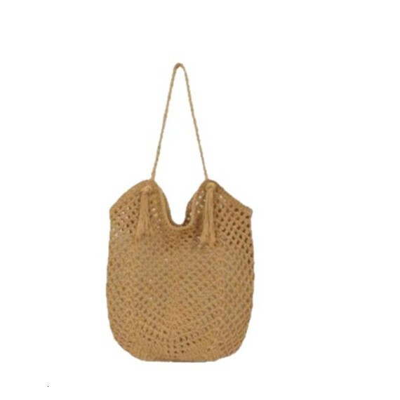 Tassel Cotton Thread Straw New Handmade Woven Single Shoulder Large Capacity Tote Vacation Beach Women's Bag