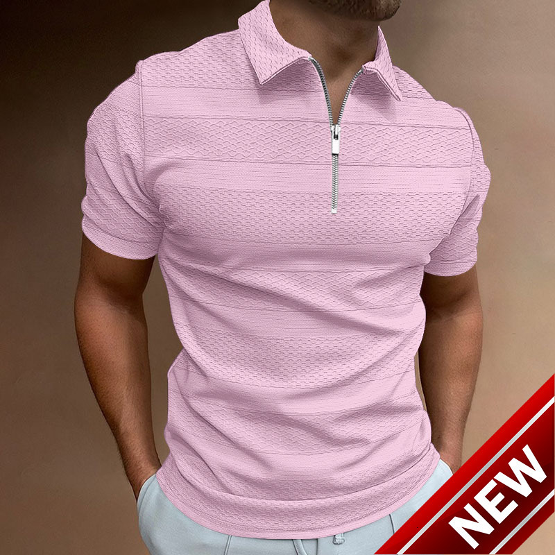 2023 summer mens polo shirt solid color short sleeve lapel T-shirt casual jacquard top men