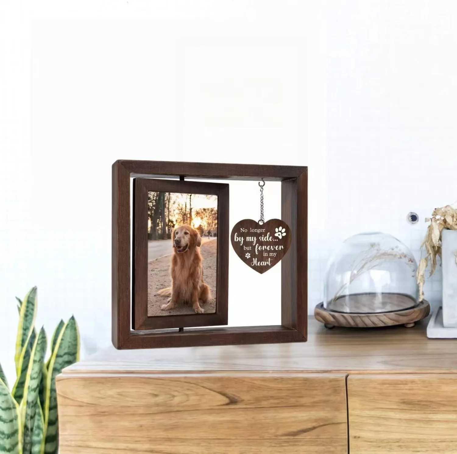Dog Rotating Pet Commemorative Gift Wooden Double-sided Photo Frame Table Decoration L251110 H260306
