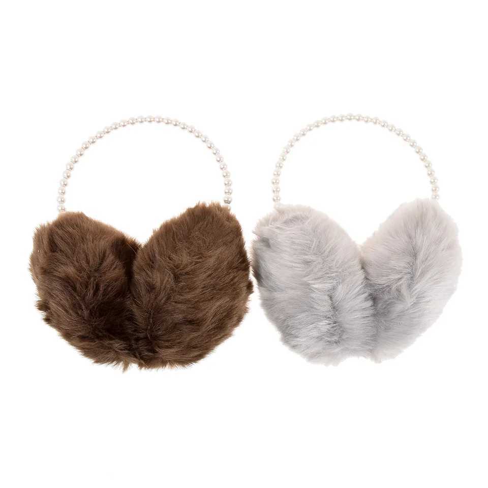 Novelty Pearl Winter Earmuffs Women Fur Earmuff Ear Warmers Girls Imitation Rabbit Plush Warm Ear Muff Ear Hair Accessories W251110