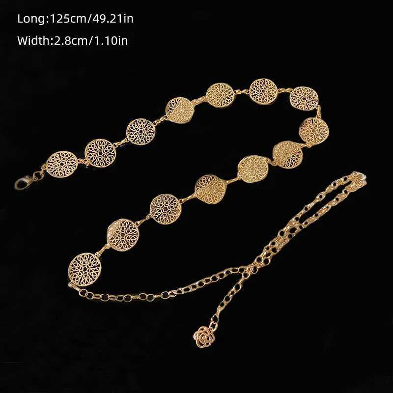 Retro hollow galvanized woven belt round metal adjustable thin waistband decorative waistband X250410