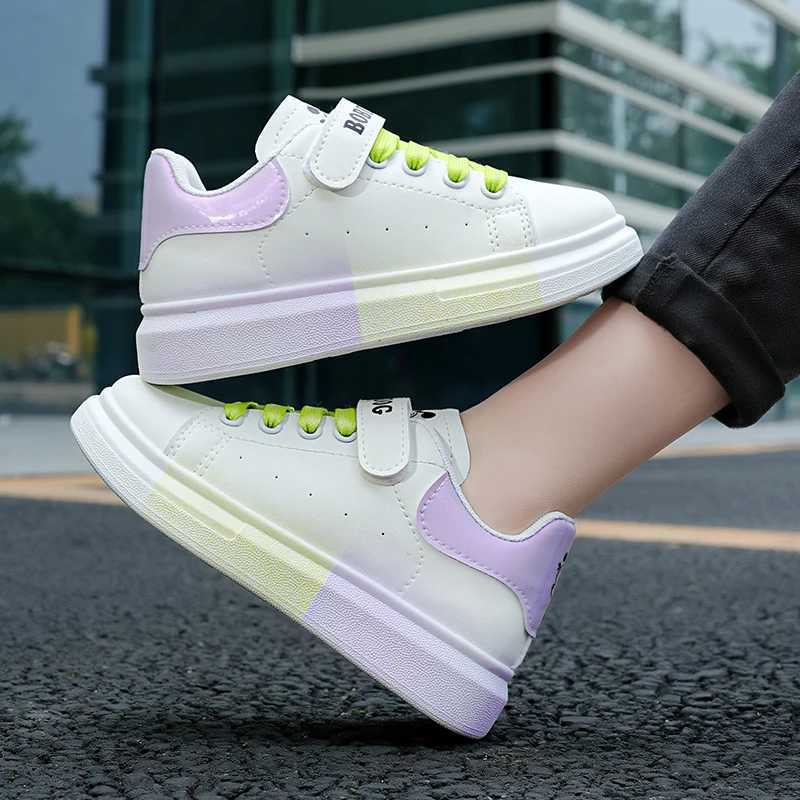 Luxury Children Shoes Girls Sneaker Design Autumn Leather Colorful Kids Daily Sneaker Platform Walking Sports Girls Casual ShoesT251110