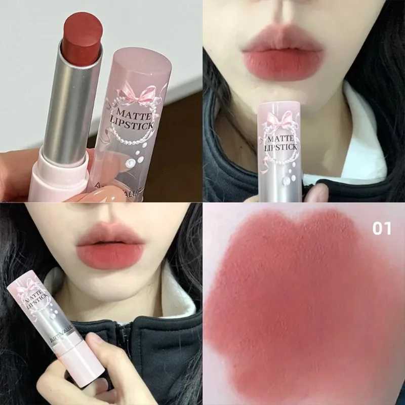 Velvet Matte Lipstick Cement Gray Brown Moisturizing Mousse Lipstick Long Lasting Nude Brown Lip Makeup Non-Drying Lip StainT251110