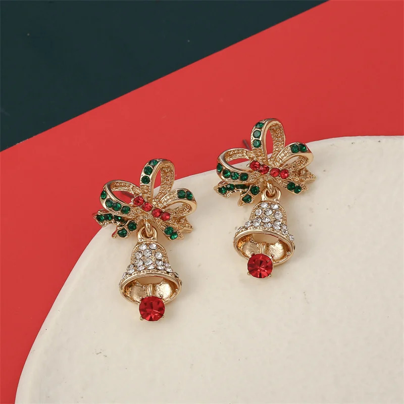 n Christmas Jingle Bell Earrings for Women Exquisite Zircon Snowflakes Earrings Year Party Jewelry Accessories 251031