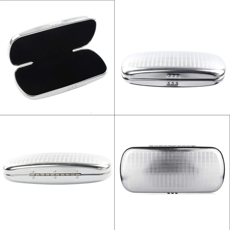 2PCS glasses case aluminum hard shell glasses case bar shaped glasses case for small and medium-sized frames - blue and silver 250409