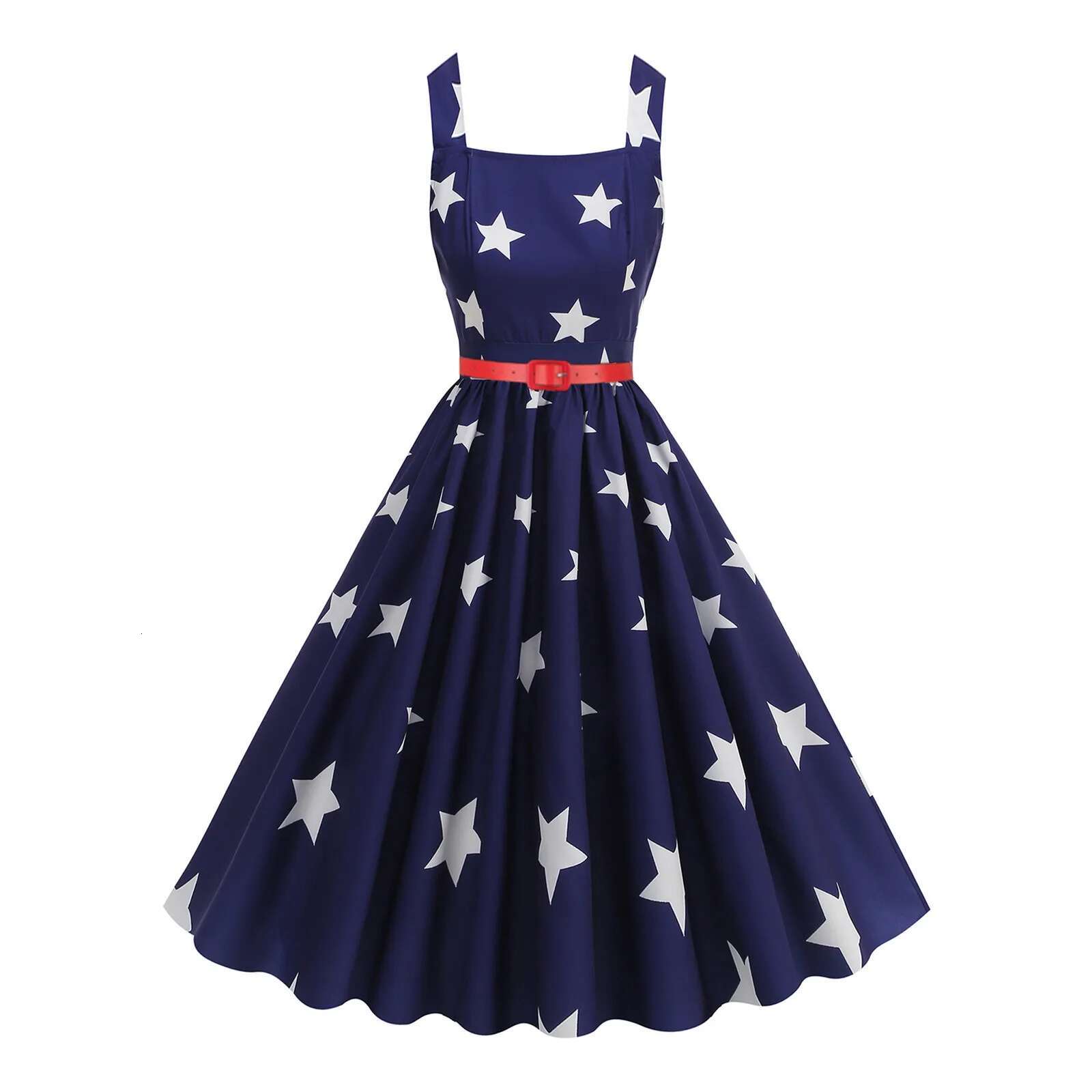 Dongdumaoyi American Flag Pirnt Party Sexy Sleeveless Suspender Formal Dresses For Women Th Of July Large Swing Midi Dress Vestidos
