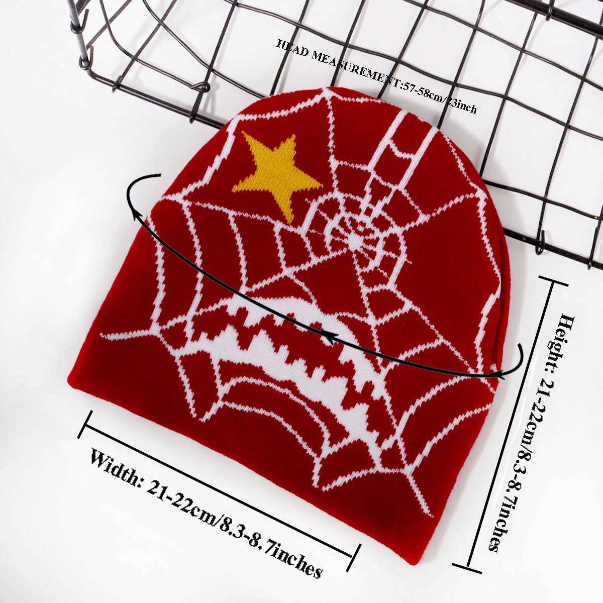 Halloween Spider Web Pattern Knitted Hat Personalized Fashion Trend Mens and Womens Autumn/Winter Warm BeaniesXJ251110