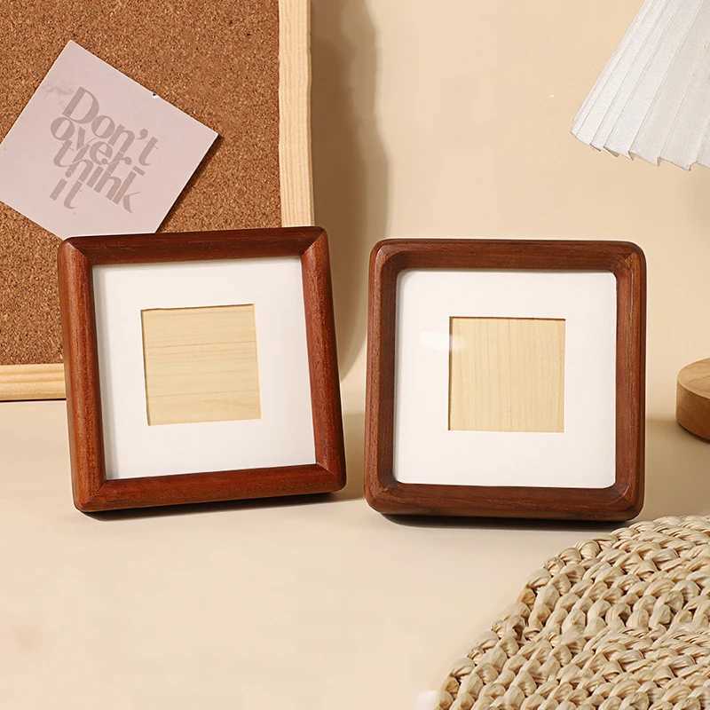 Mini Square Rounded Corner Solid Wood Photo - Black Walnut Display Wall Hanging Picture Frame Home Decor L251110 H260306