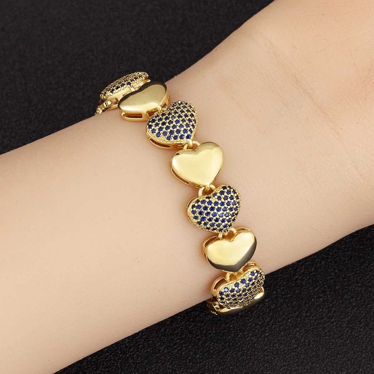 Nidin New Fashion Love Heart Shape Cubic Zirconia Charm Bracelets For Women Female Birthday Party Fine Jewelry Gift WholesaleT251110