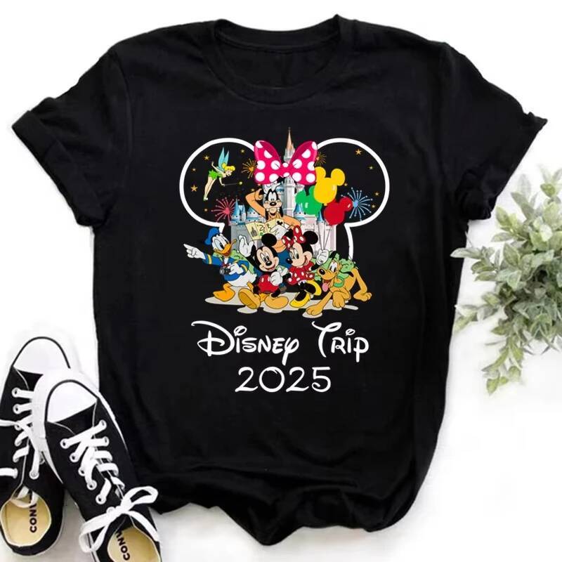 Ddmytues Funny Trip 2025 Micky Minnie Print T Shirt Y2k Clothes Short Sleeve Summer Tees For Women