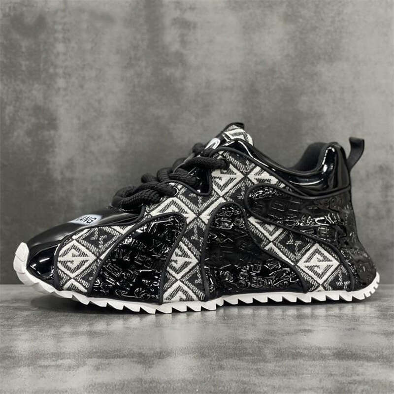 2024 Hot Fashion Youth Embroidered Patchwork Thick-Soled Lightweight Men's Versatile Spring New Height-Increasing Dad Shoes