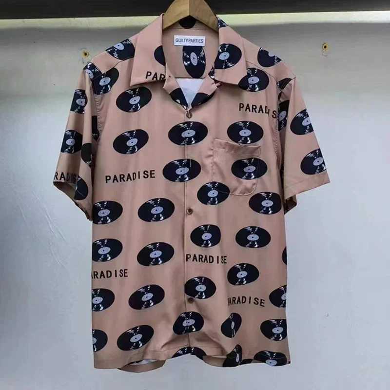2014SS WACKO MAR Hawaiian Beach Loose Shirt Mens Best Quality Casual Breathable Open Collar T-shirt X250410