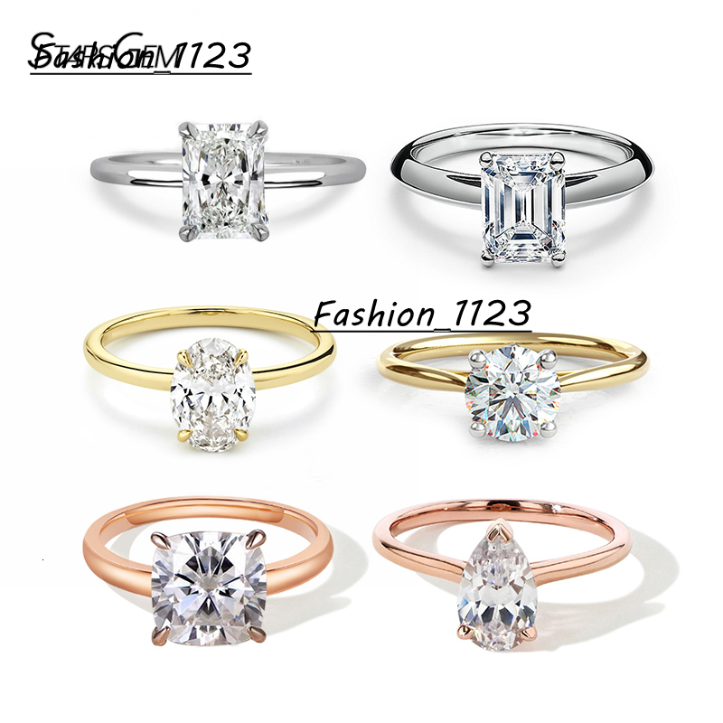 Starsgem Fancy Shape Moissanite 2ct -3ct Size Solitaire Setting 14k Solid Gold Moissanite Diamond Engagement Ring