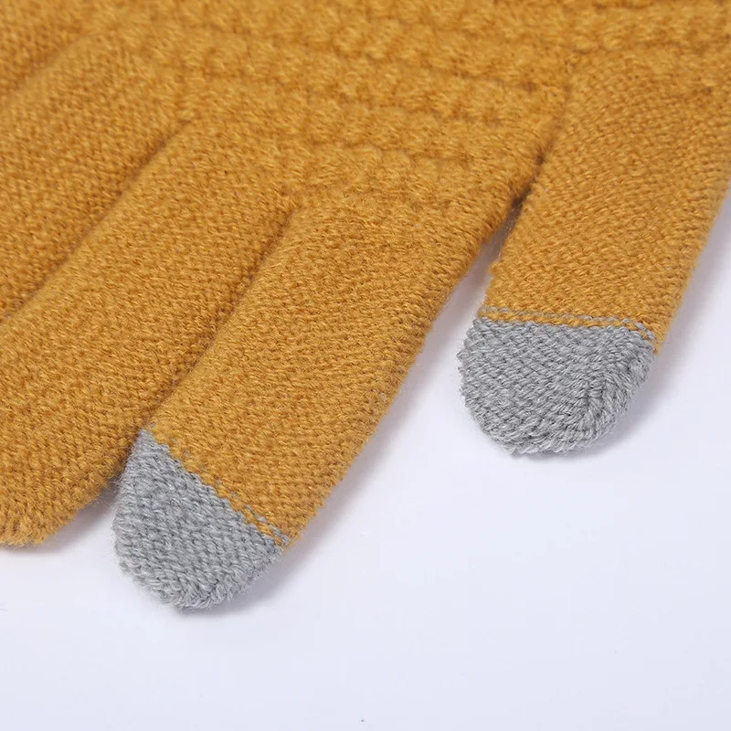 Winter Touch Screen Glove Men Warm Stretch Knit Mittens Wool Full Finger Guantes Female Crochet Luvas Thicken 251106