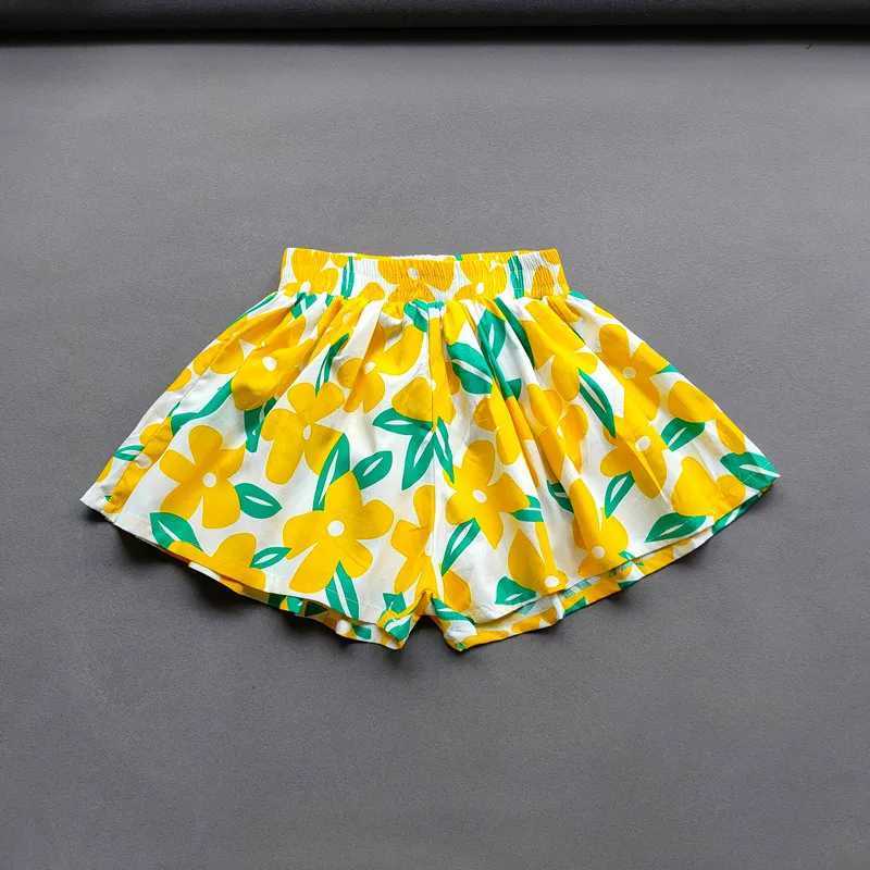 Baby girl flower Culottes summer sweet fashion childrens flower wide leg hot pants childrens mini shorts Z250410