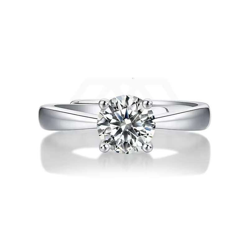 925 Sterling Silver Women Wedding Jewelry GRA 1Carat Four-claw Round Mosanite Diamond Ring