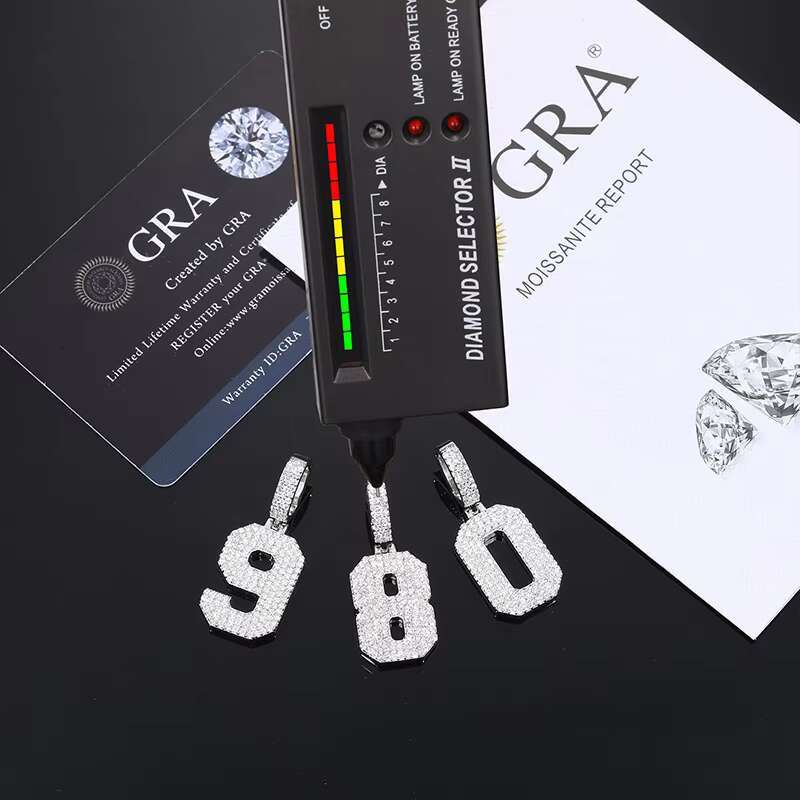 0-9 Lucky Numbers Pendant 925 Silver 18K Gold Moissanite Charms for Men and Womens Hip-hop Jewelry Accessories