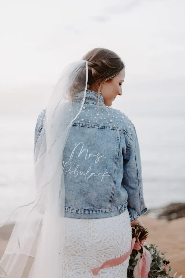 Customized Bridal Jacket Future Pearl Lady Bridal Jacket Personalized Bridal Gift Wifes Customized Name Cowboy Wedding Coat Top 250409