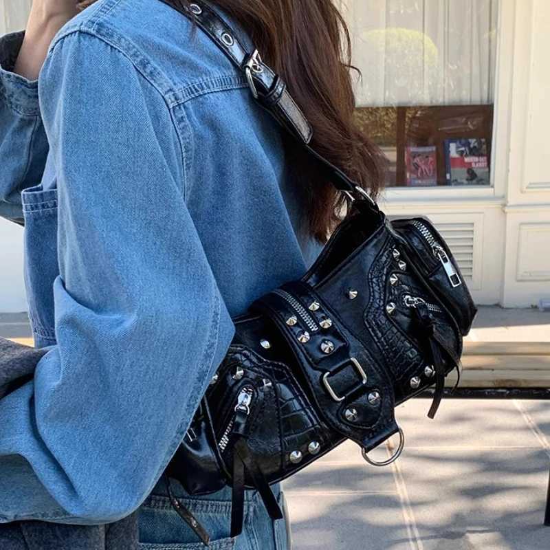 Locomotive Underarm Bags for Women FAshion Design Hot girls Zipper Shoulder Bag RETRO PU Leather Messenger Bag Handbags K251110