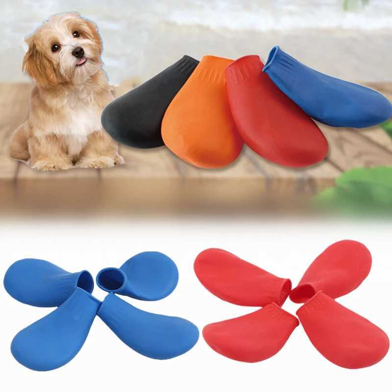 4 pieces of waterproof and non slip rubber boots for pets suitable for dogs cats rain boots small and large dogs and pet supplies T2504010