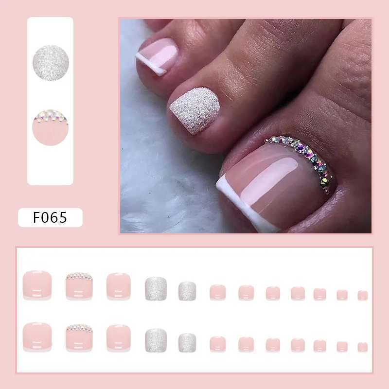 Flash pile drill pressed on fake nails with sticker on the tip of the fake nails butterfly design cute girl fake nails W250410